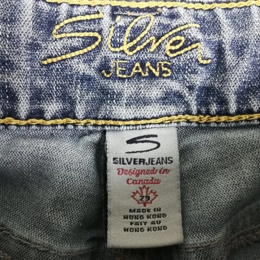 Silver Womens Jeans Suki Boot Cut Denim Blue Indigo Wash Low Rise Whiskering 29 - Picture 11 of 13